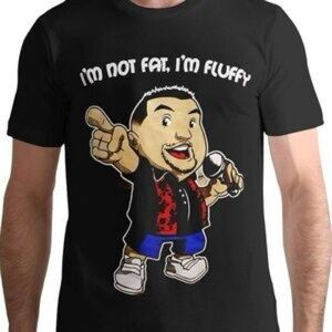 Gabriel Iglesias Black Graphic Tee - I'm Not Fat, I'm Fluffy Size Medium